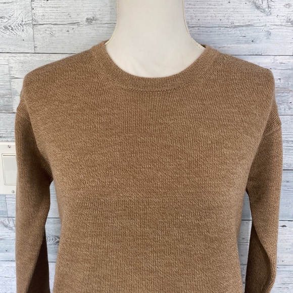 J. CREW BROWN WOOL SWEATER WITH FAUX LEATHER POCKETS - Picture 5 of 12